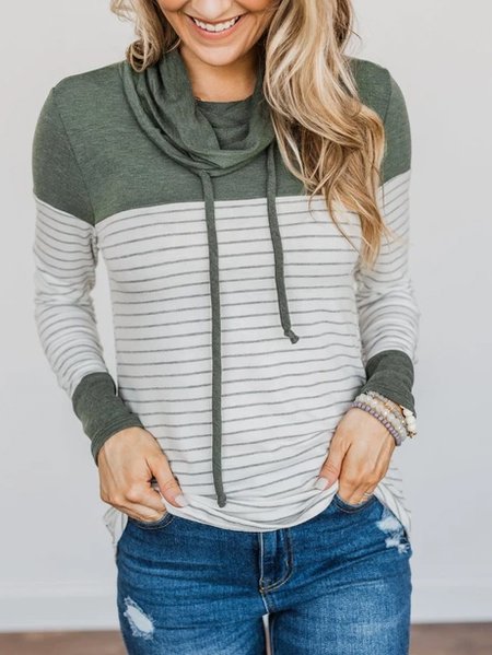 

Cowl Neck Long Sleeve Shirts & Tops, As picture, Tops