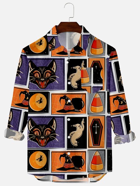 

Vintage Shirt Collar Halloween Shirts & Tops, Navyblue, Men's shirts