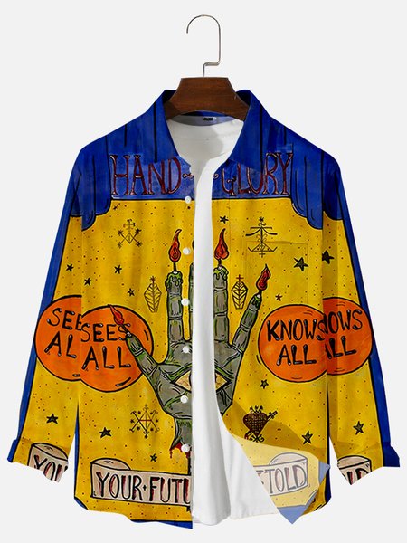 

Printed Shirt Collar Shirts & Tops, Blue, Men's shirts