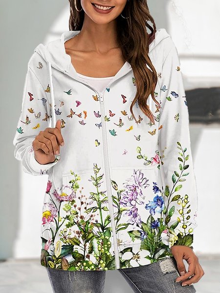 

Floral Long Sleeve Sweatshirt, White, Hoodies & Sweatshirts