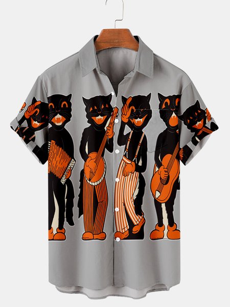

Shirt Collar Halloween Shirts & Tops, Gray, Shirts ＆ Blouse