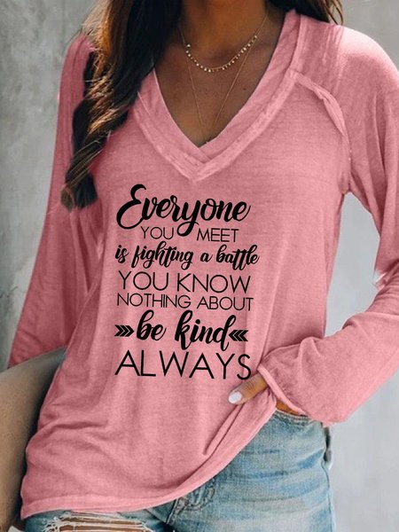 

Everyone You Meet Is Fighting A Battle Women's Cotton-Blend Crew Neck Sweatshirt, Pink, Hoodies&Sweatshirts