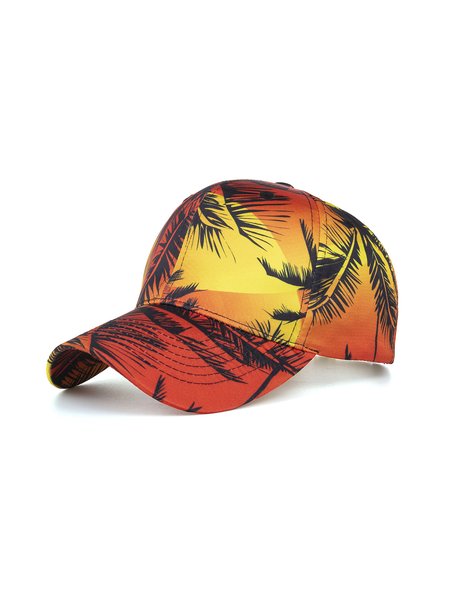 

Retro Holiday Style Leaf Print Cap, As picture, Men's Accessories
