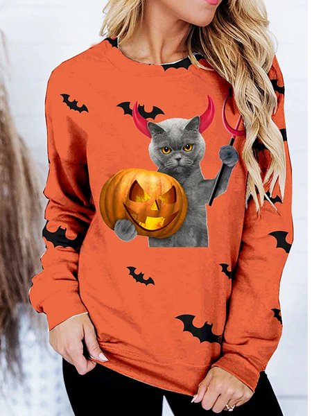

Halloween Shift Long Sleeve Casual Sweatshirt, Orange, Hoodies & Sweatshirts