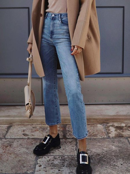 

Cotton-Blend Pants, Denim blue, Jeans