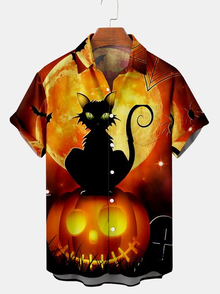 

Halloween Shirt Collar Vintage Shirts & Tops, Black, Men's shirts