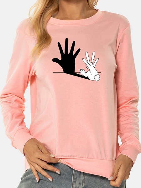 

Funny Shadow Ladies Round Neck Long Sleeve Pullover, Pink, Sweatshirts