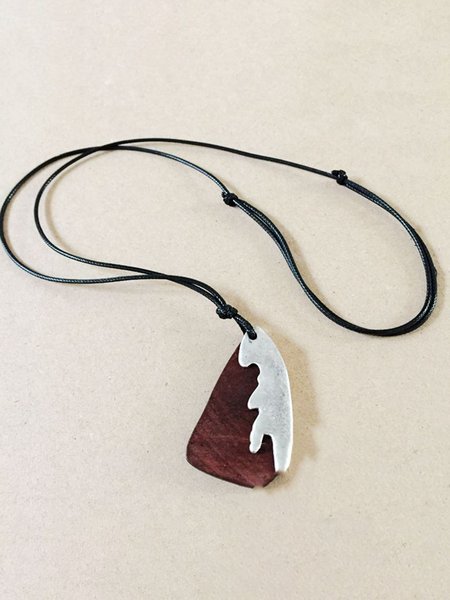 

Vintage Casual Alloy Wood Necklace, As picture, Necklaces