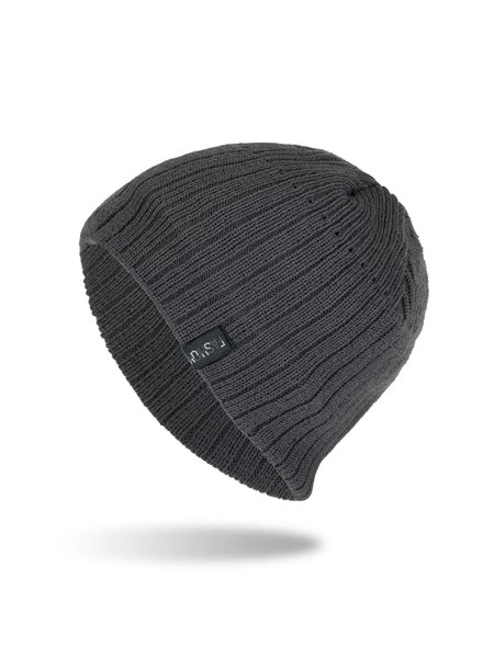 

Casual Simple Plain Warm Knitted Hat, Deep gray, Hats