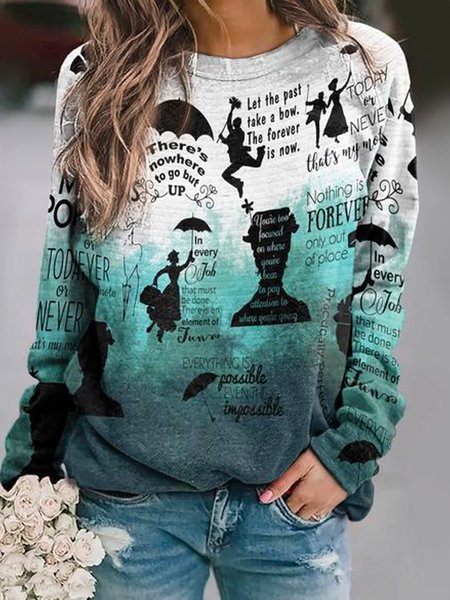 

Long Sleeve Casual Crew Neck Sweatshirt, Blue, Hoodies & Sweatshirts