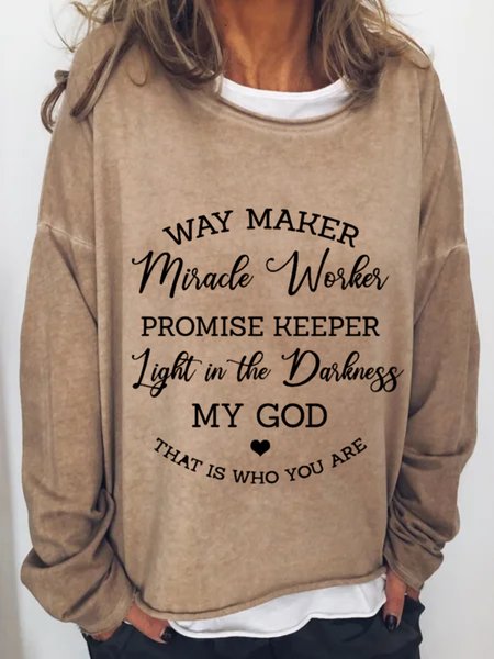 

Casual Long Sleeve Round Neck Plus Size Printed Tops Sweatshirts, Khaki, Hoodies & Sweatshirts