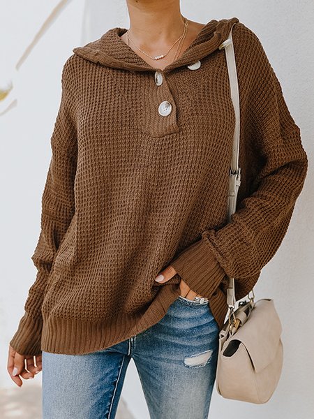 

Long Sleeve Hoodie Casual Sweater, Khaki, Sweaters