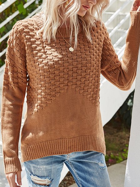 

Acrylic Crew Neck Long Sleeve Vintage Sweater, Brown, Sweaters & Cardigans