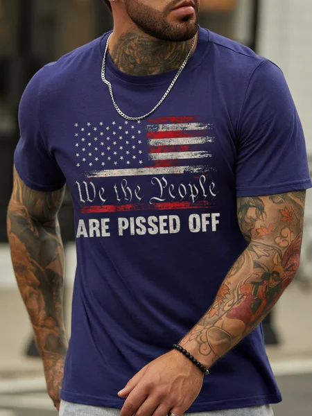 

We The People Are Pissed Off Crew Neck Cotton-Blend Shirt & Top, Blue, T-shirts