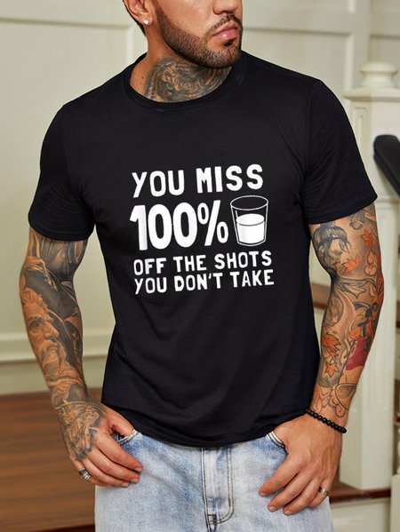 

You miss 100% of the shots you don’t take. Round neck short-sleeved cotton T-shirt, Black, T-shirts
