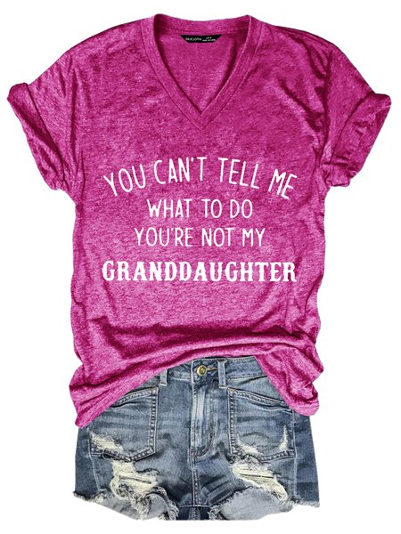

You Re Not My Granddaughter Cotton-Blend Shift Letter Tshirts, Red, T-shirts