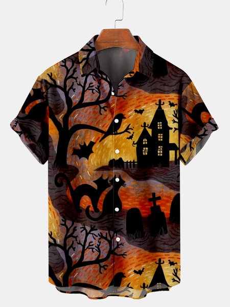 

Casual Printed Halloween Shirts & Tops, Black, Shirts ＆ Blouse