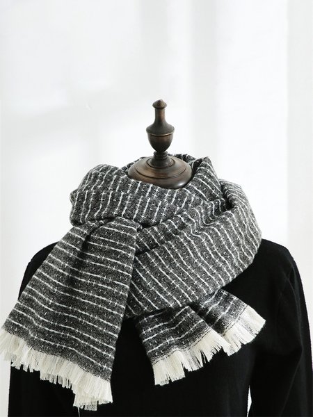 Cashmere Casual Plaid Fringed Scarf, As picture, Scarves