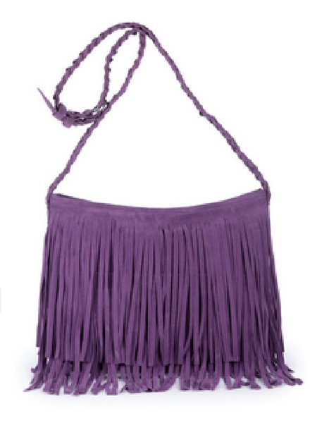

Vintage Frosted Tassel Woven Large Crossbody Bag, Purple, Bags