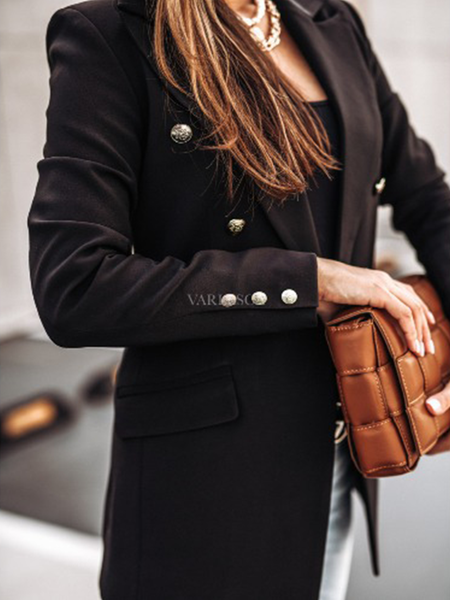 

Shawl Collar Long Sleeve Blazer, Black, Coats & Jackets