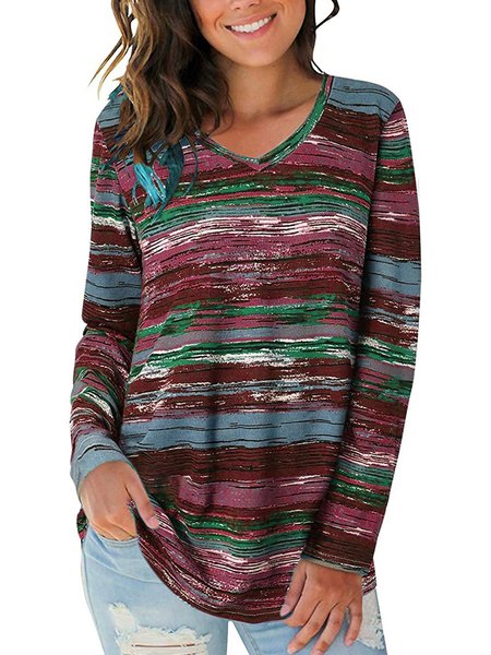 

Casual Shift Crew Neck T-shirt, Wine red, T-Shirts