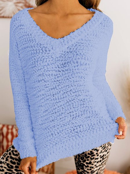 

V Neck Sweater, Blue, Sweaters & Cardigans