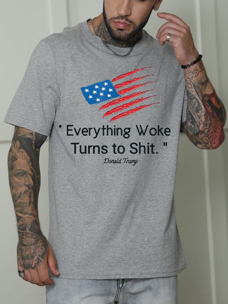 

Funny Trump Everything Woke Turns to Shit T-Shirt, Gray, T-shirts