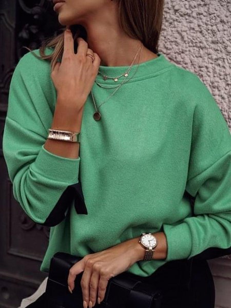 

Plain Long Sleeve Sweatshirt, Green, Hoodies & Sweatshirts
