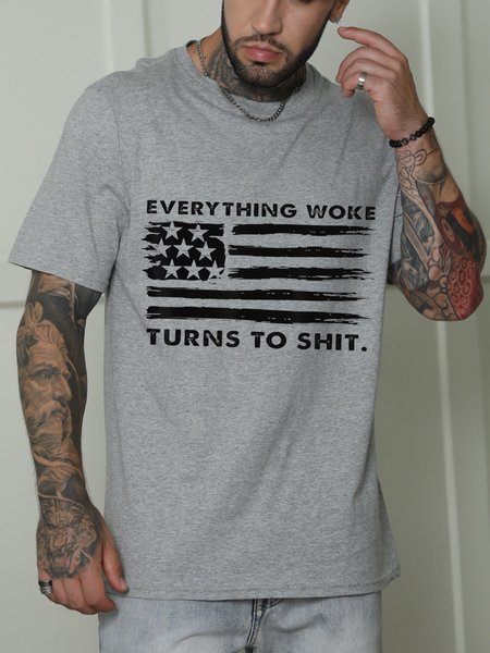 

Everything Woke Turns to Shit Shirts & Tops, Gray, T-shirts