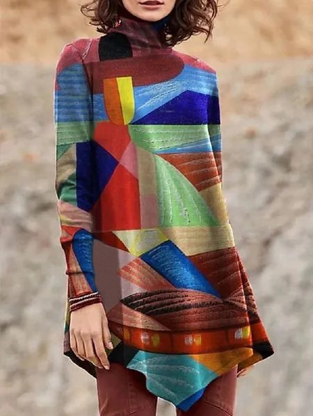 

Long Sleeve A-Line Cotton-Blend Casual Shirts & Tops, As picture, Long sleeve tops