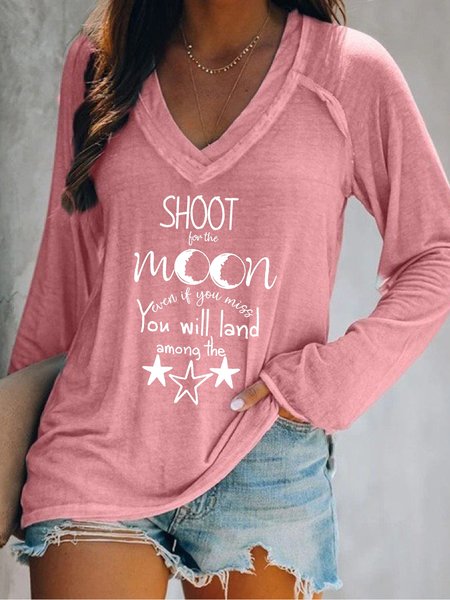 

Shoot For The Moon Even If You Miss You'll Land Among The Stars Sweatshirt, Pink, Hoodies&Sweatshirts