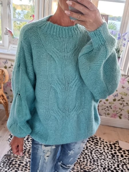

Casual Long Sleeve Acrylic Solid Sweater, Blue, Sweaters