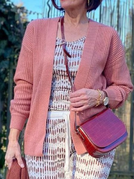 

Shift Casual Solid Acrylic Outerwear, Pink, Cardigans