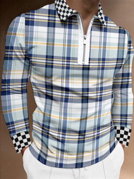 

Cotton Casual Shawl Neck Shirts & Tops, As picture, Men's t-shirts