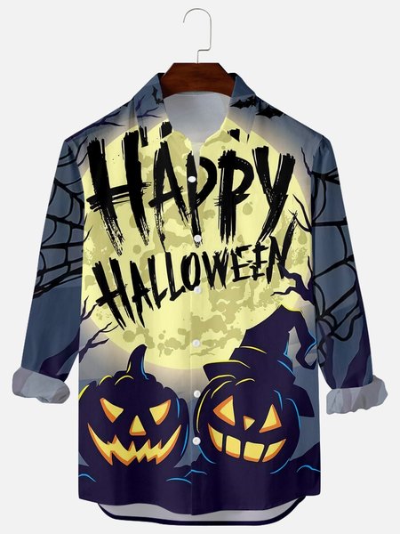 

Halloween Shirt Collar Shirts & Tops, Navyblue, Men's shirts