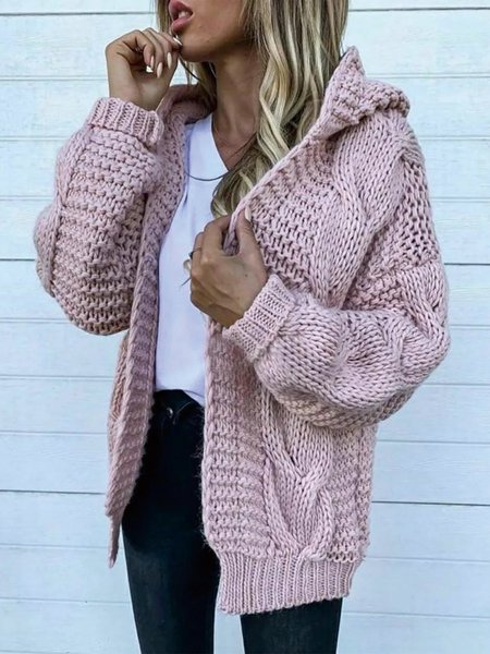 

Maniche Lunghe Misto Cotone Dritto Giubbotto, Rosa chiaro, Cardigans