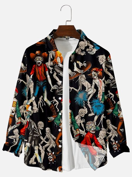 

Halloween Zombie Casual Shirts & Tops, Black, Long Sleeves Shirts