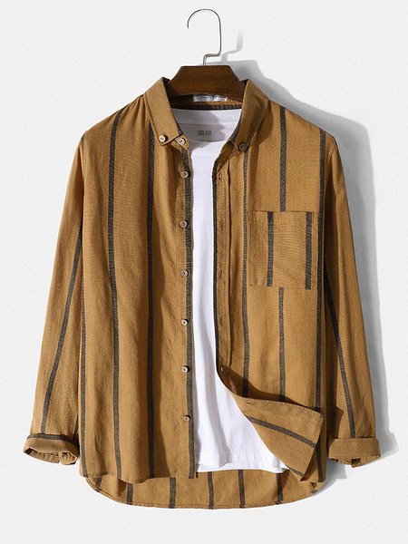 

Shirt Collar Cotton-Blend Shirts, As picture, Shirt
