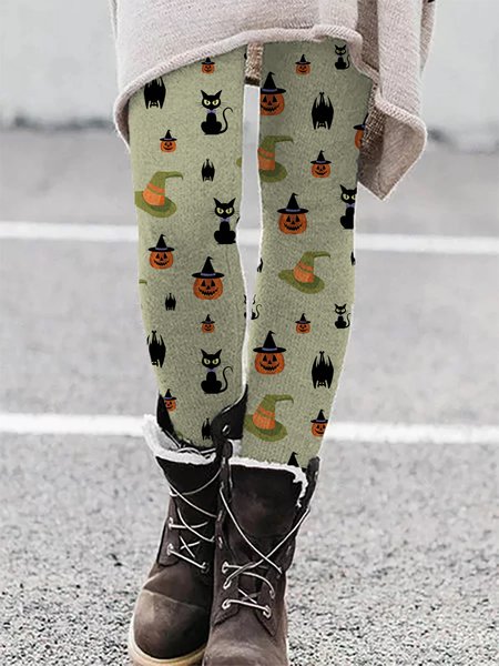 

Halloween Casual Cotton Pants, As picture, leggings