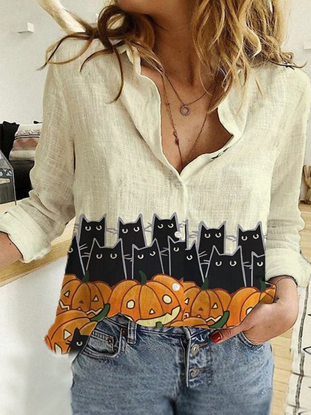 

Halloween Long Sleeve Blouse, As picture, Shirts & Blouses