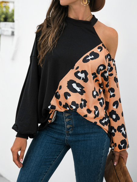 

Beach Leopard Long Sleeve Shirts & Tops, Camel, Long sleeve tops