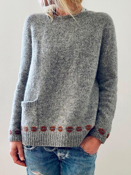 

Vintage Tribal Long Sleeve Sweater, Light gray, Knitwear & Sweaters
