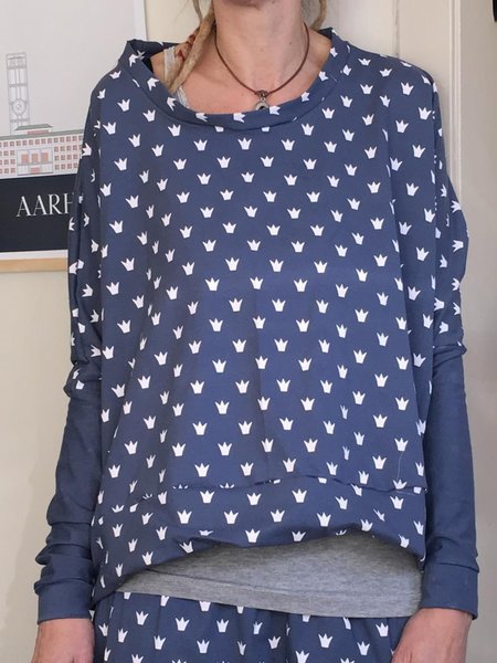 

Cotton-Blend Long Sleeve Shirts & Tops, Dark_blue, Blouses & Shirts