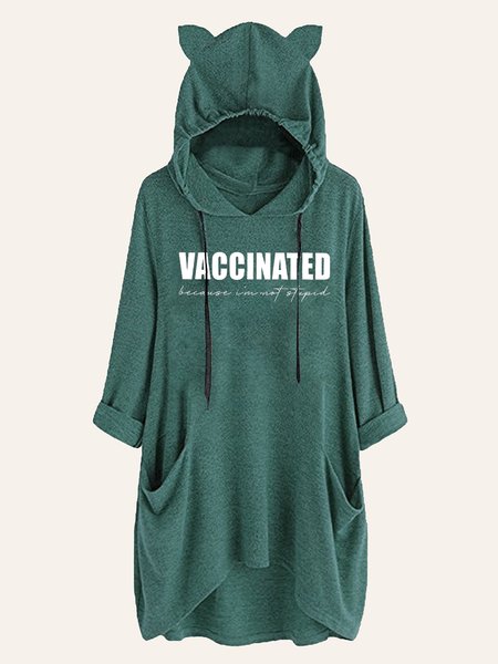 

Vaccinated Because I'm Not Stupid Long Sleeve Casual Sweatshirt, Green, Hoodies&Sweatshirts