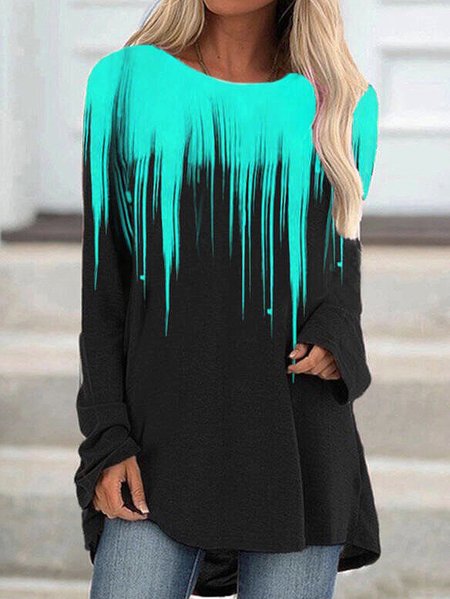 

Cotton-Blend Long Sleeve Shift Shirts & Tops, As picture, Tees & T-shirts
