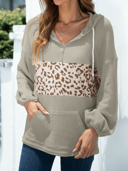 

Leopard Hoodie Long Sleeve Simple Sweatshirt, Sage green, Hoodies & Sweatshirts