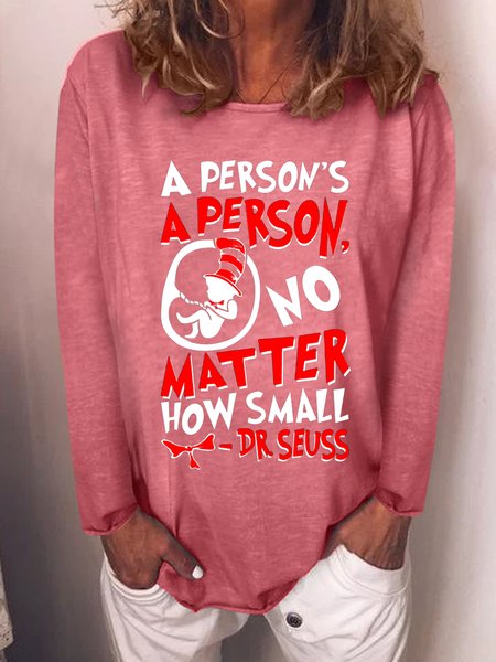 

A Person'S A Person No Matter How Small Cotton-Blend Long Sleeve Shift Sweatshirt, Red, Hoodies&Sweatshirts