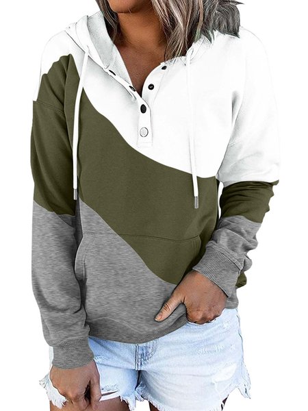 

Cotton Casual Drawstring Sweatshirt, Army green, Hoodies & Sweatshirts