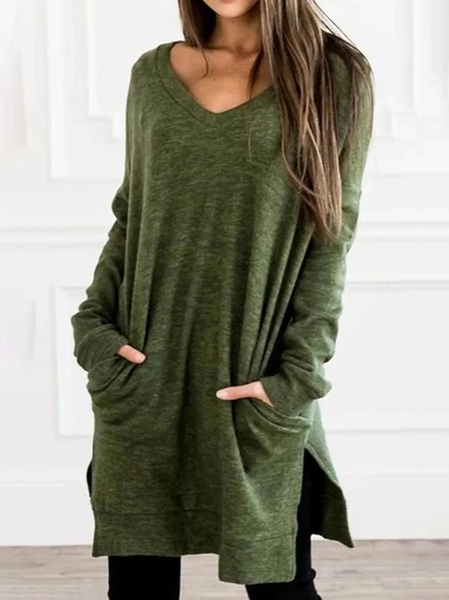 

Casual Cotton-Blend Dresses, Army green, Casual Dresses