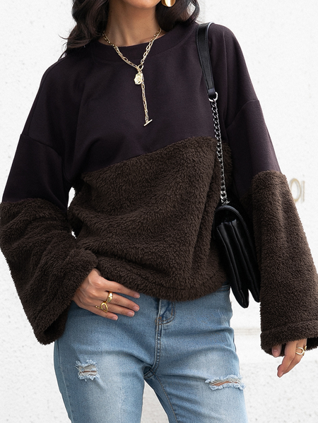 

Plain Long Sleeve Cotton Sexy Sweatshirt, Brown, Sweatshirts & Hoodies